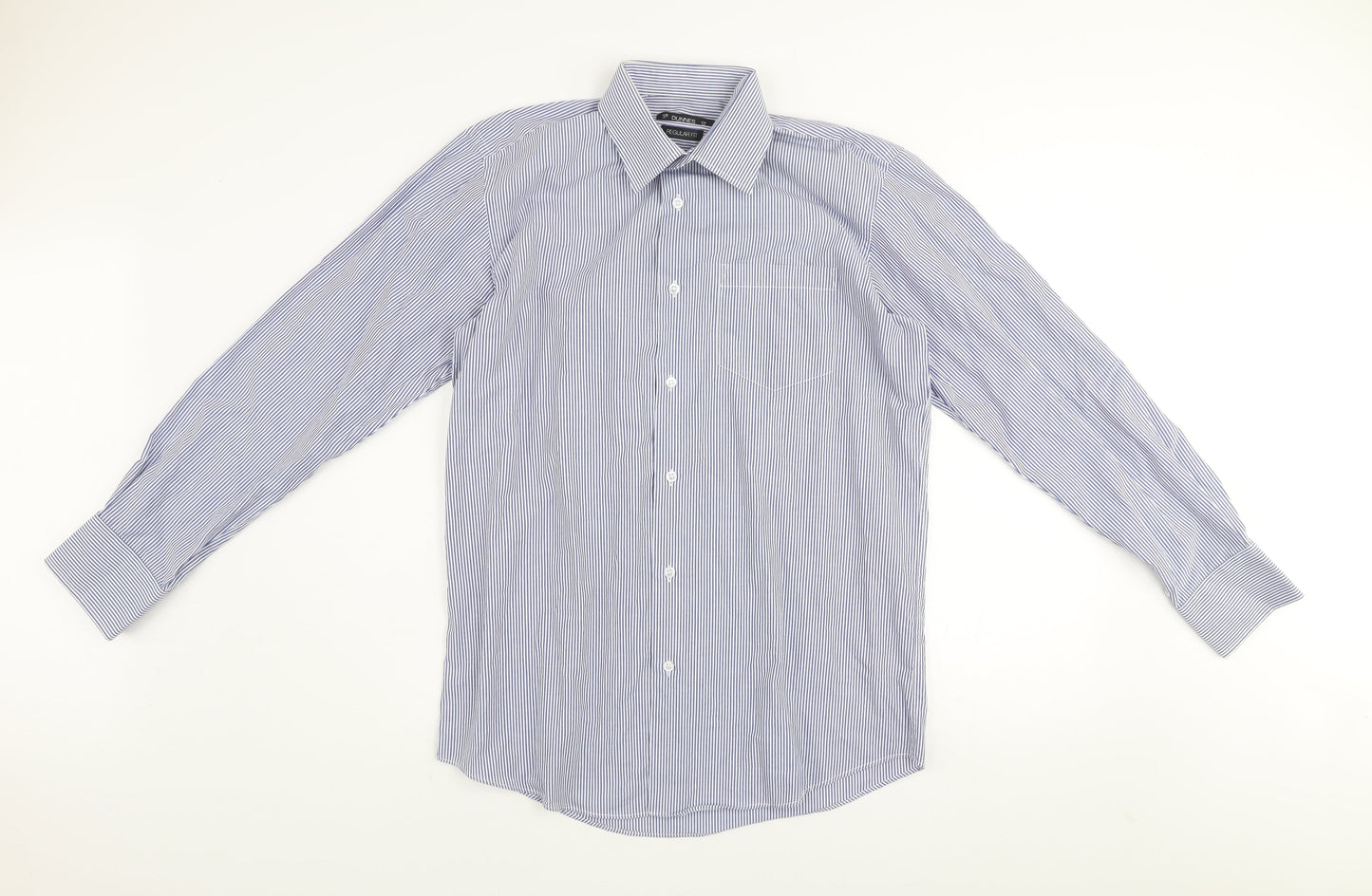 Dunnes Men's Blue Striped Regular Fit Long Sleeve Button-Up Shirt Size 15