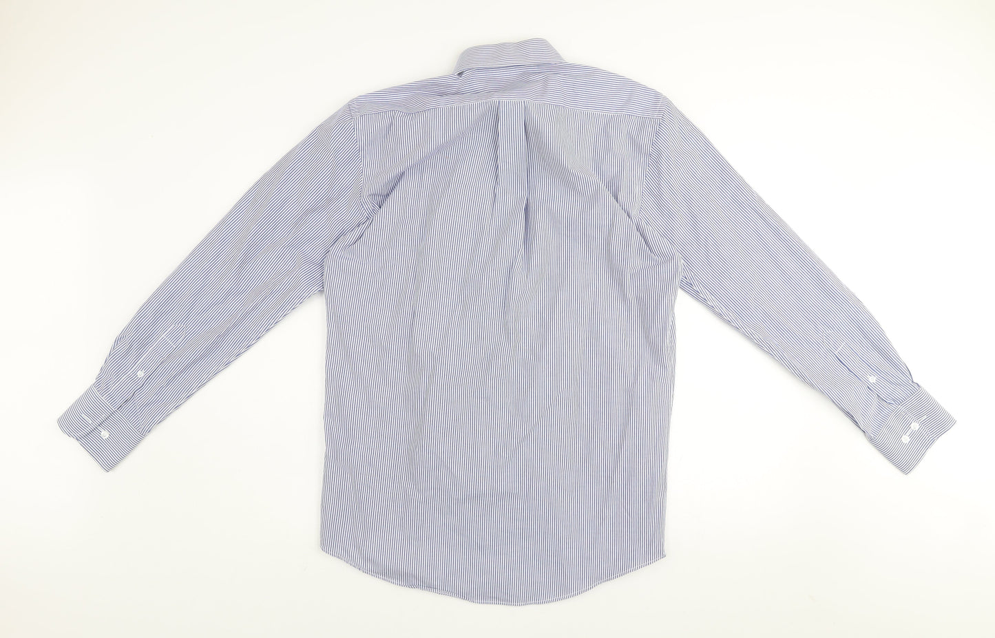 Dunnes Men's Blue Striped Regular Fit Long Sleeve Button-Up Shirt Size 15