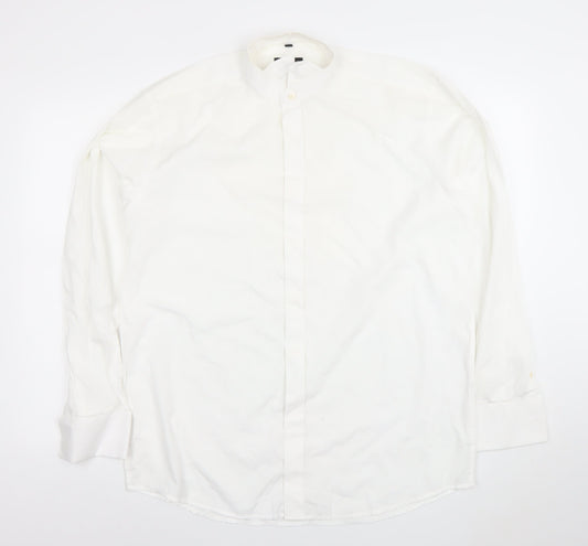 Donitz Men's White 16 Regular Fit Cotton Rich Long Sleeve Dress Shirt