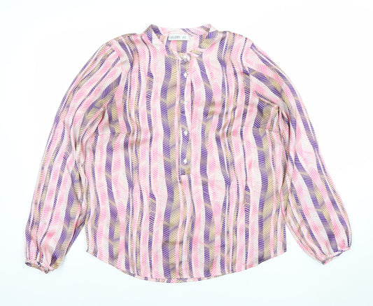 Gallery Womens Multicoloured Geometric Long Sleeve Tunic Blouse Size 10