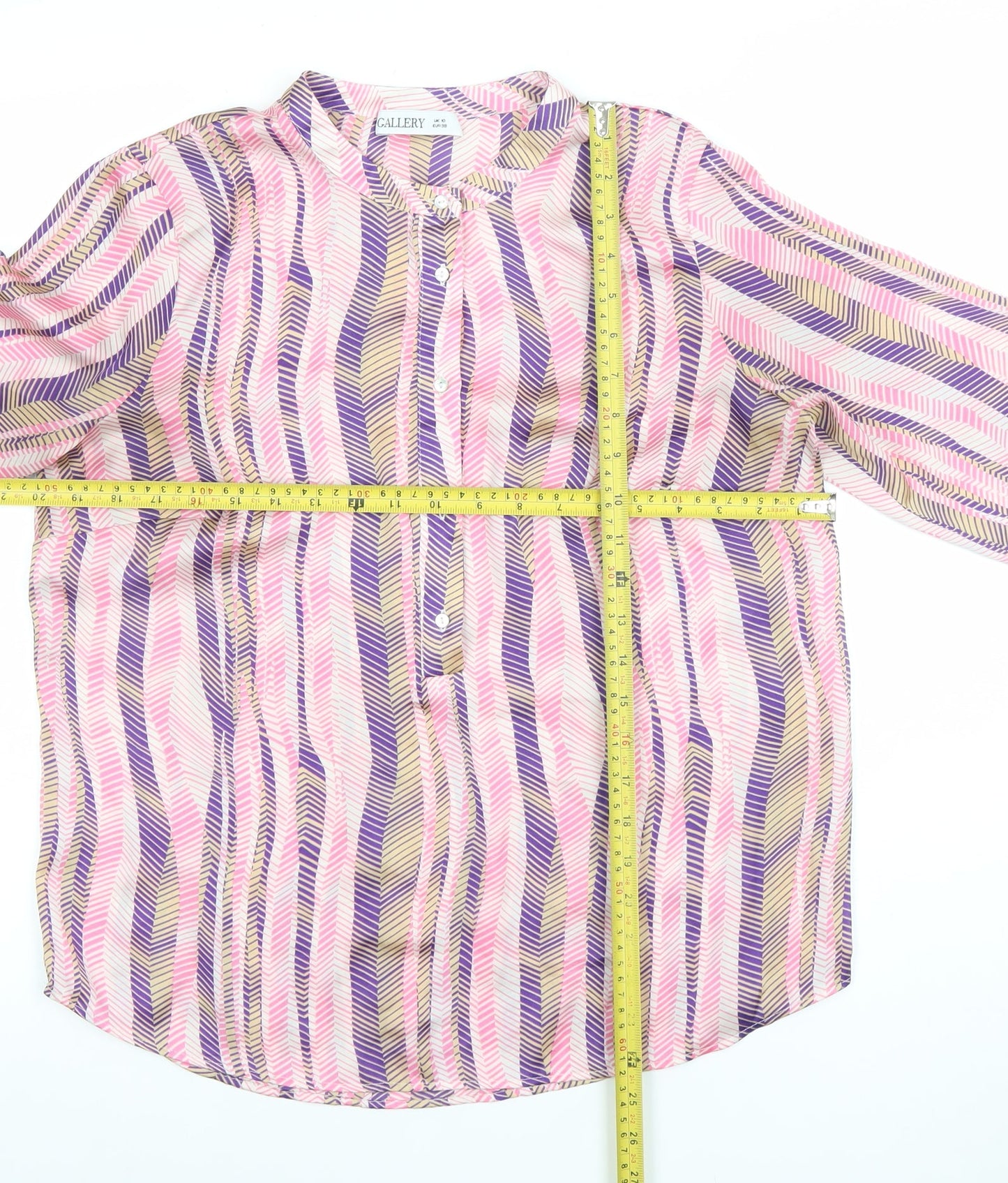 Gallery Womens Multicoloured Geometric Long Sleeve Tunic Blouse Size 10