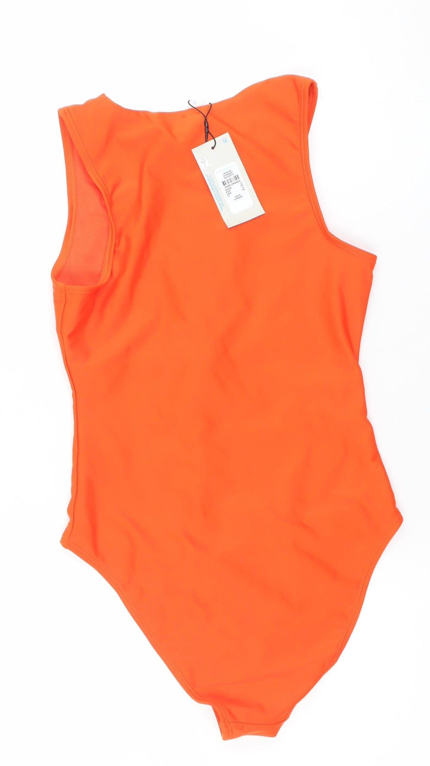 Primark Women’s Orange One-Shoulder Zip One Piece Swimsuit Size 8