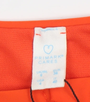 Primark Women’s Orange One-Shoulder Zip One Piece Swimsuit Size 8