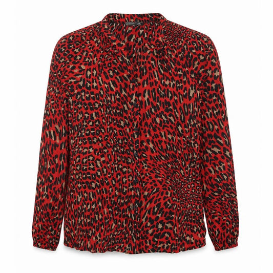 Geisha Women Red Animal Print Long Sleeve Viscose Blouse Size 12