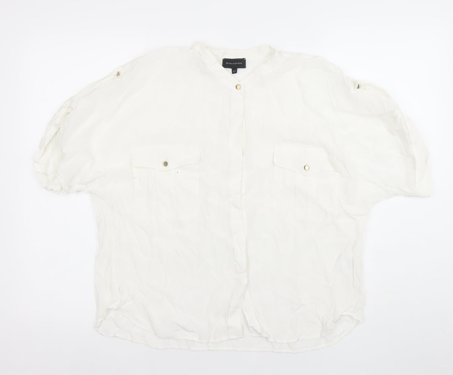 EVA KAYAN Women's White Relaxed Viscose Blouse Size 14