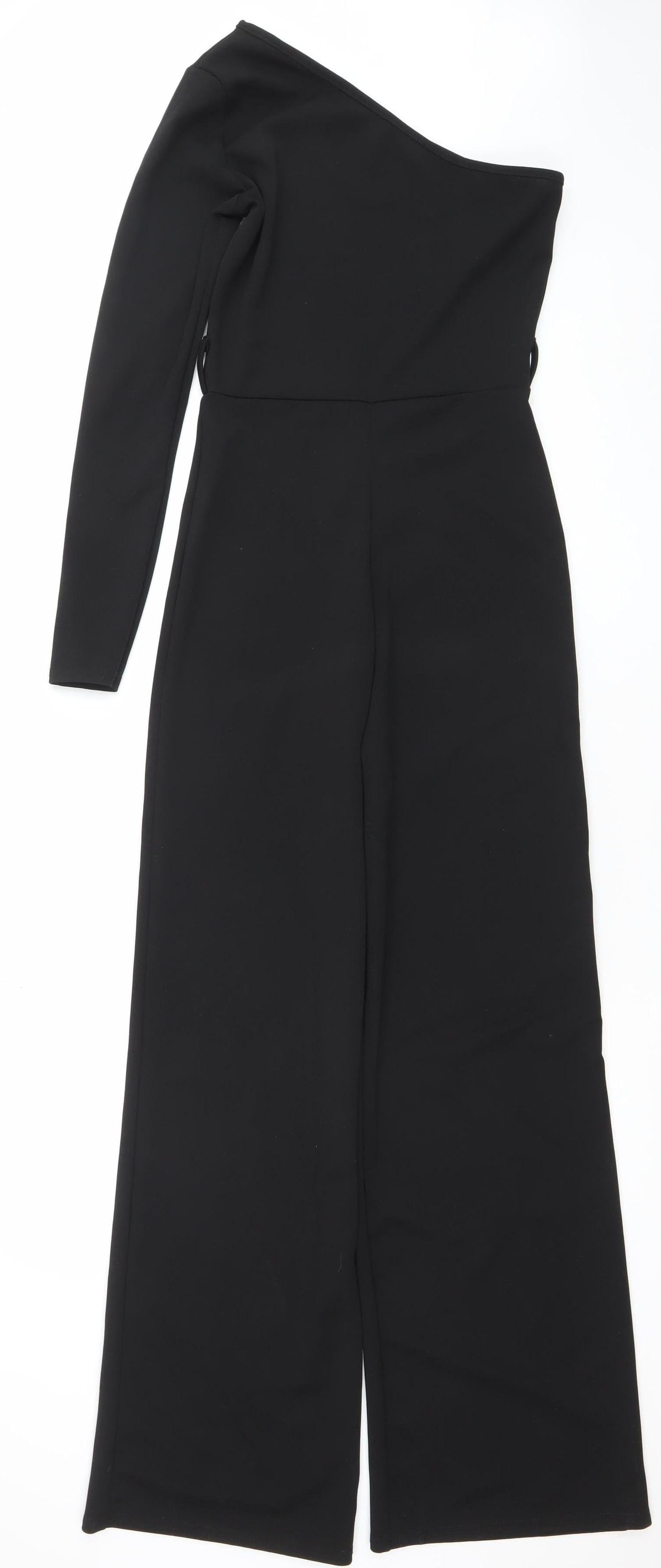 I Saw It First Women's Black One-Shoulder Long Sleeve Jumpsuit Size 8
