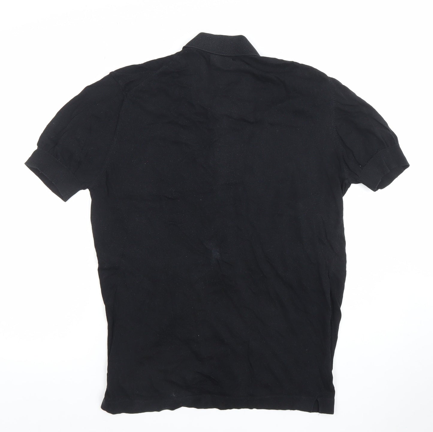 Zara Man Black Short Sleeve Polo Shirt Size L Cotton Blend