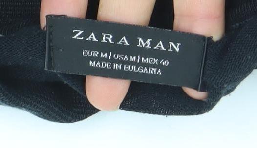 Zara Man Black Short Sleeve Polo Shirt Size L Cotton Blend