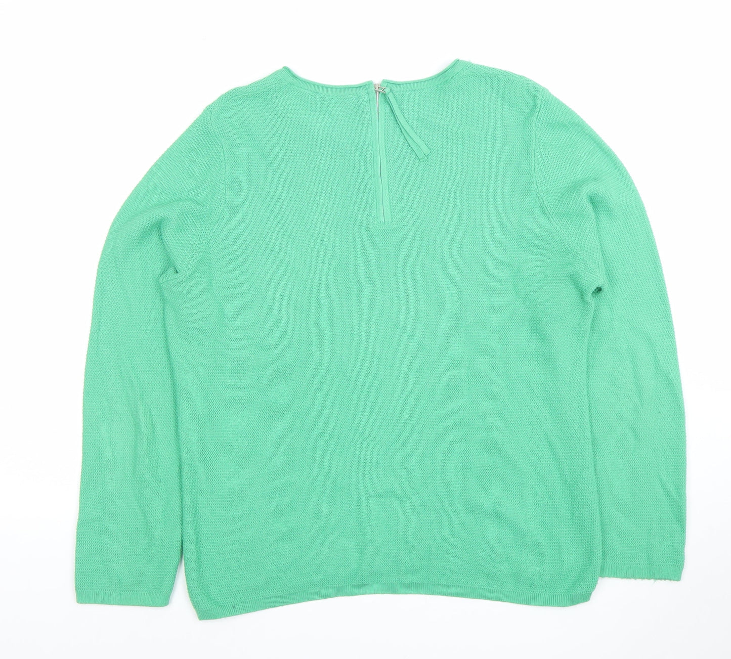 Rabe Women Green Floral Knit Cotton Blend Pullover Jumper Size 12