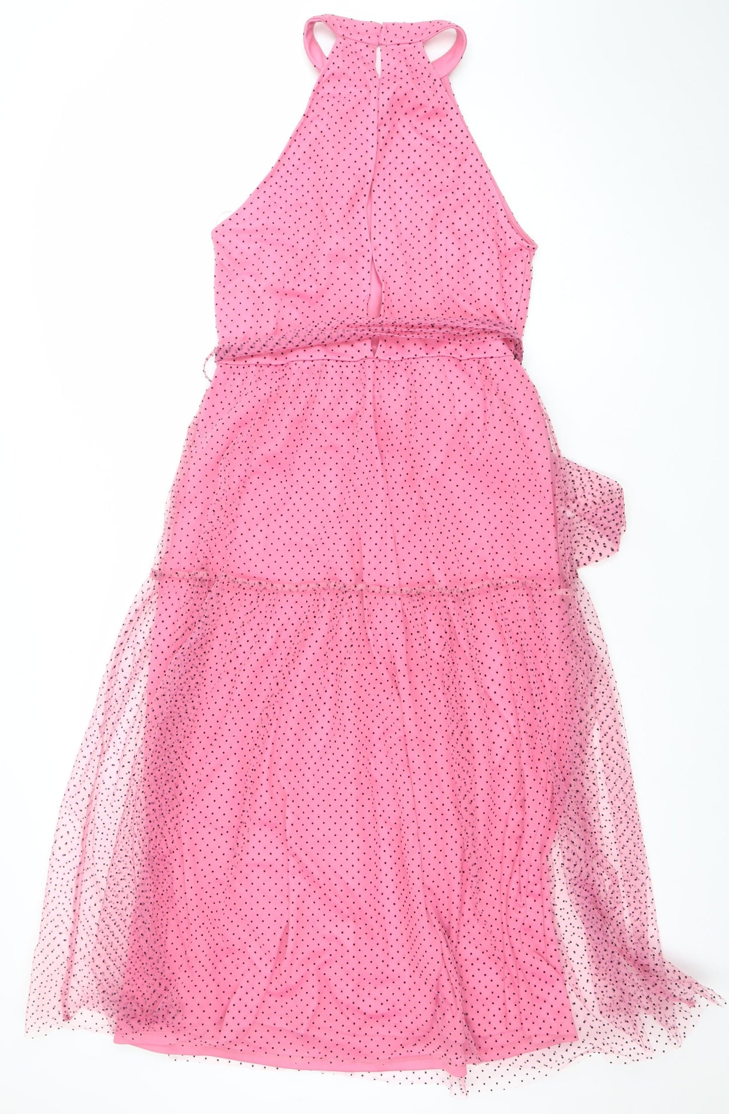 New Look Women's Pink Polka Dot Fit & Flare Midi Dress Size 14