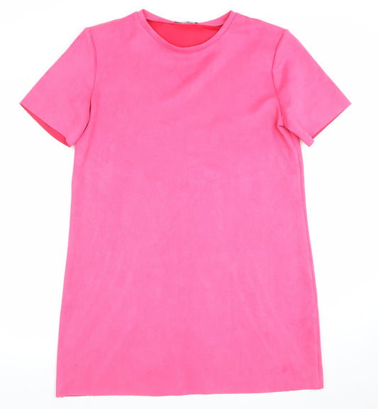 ZARA Women Pink Short Sleeve Shift Dress Size 12