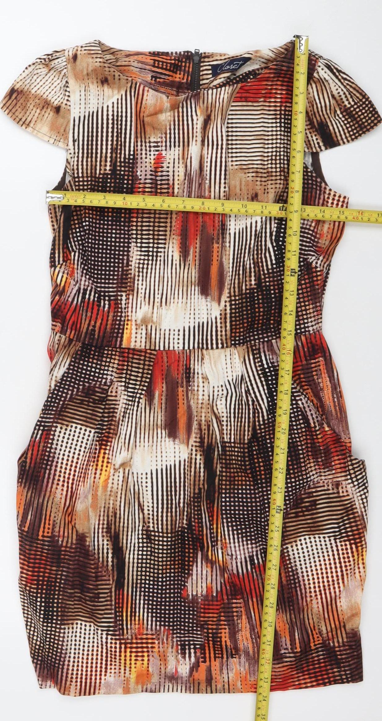 Closet Women’s Multicoloured Size 12 Cotton Sheath Knee Length Dress