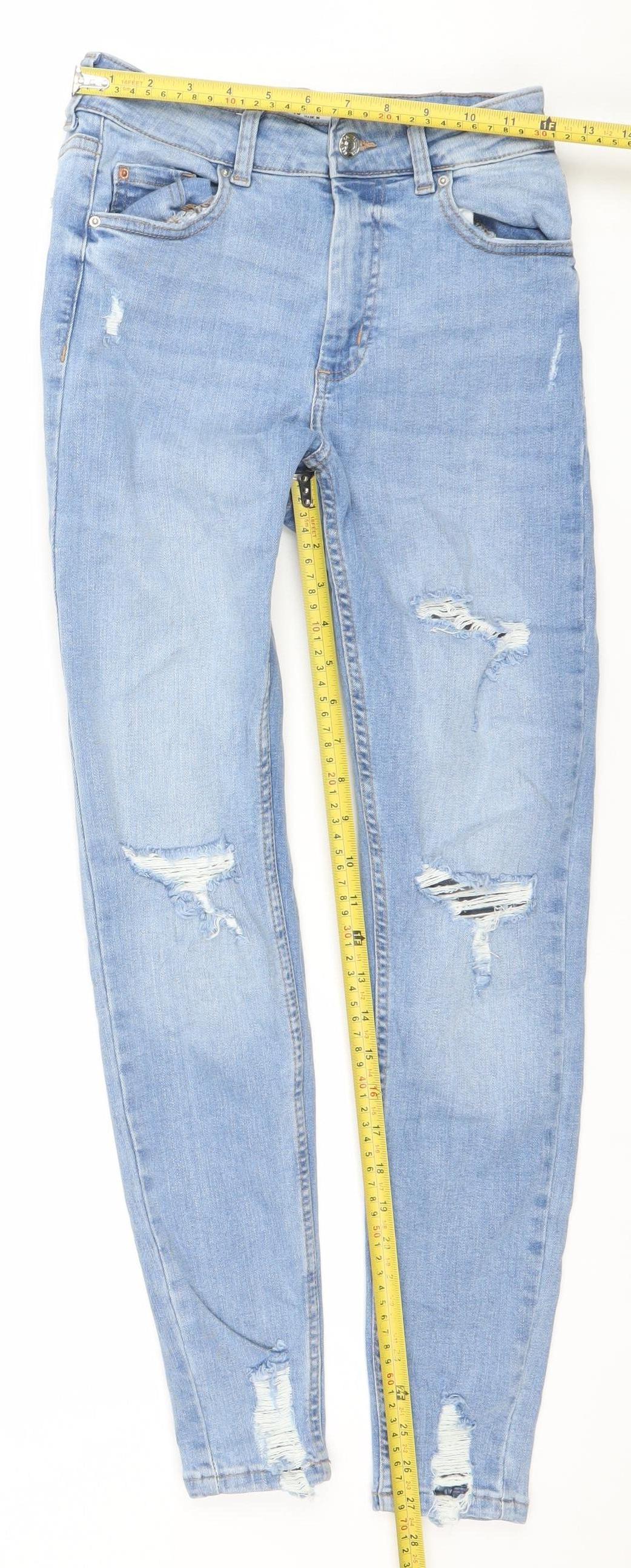 Denim Co. Women's Blue Distressed Skinny Jeans Size 8