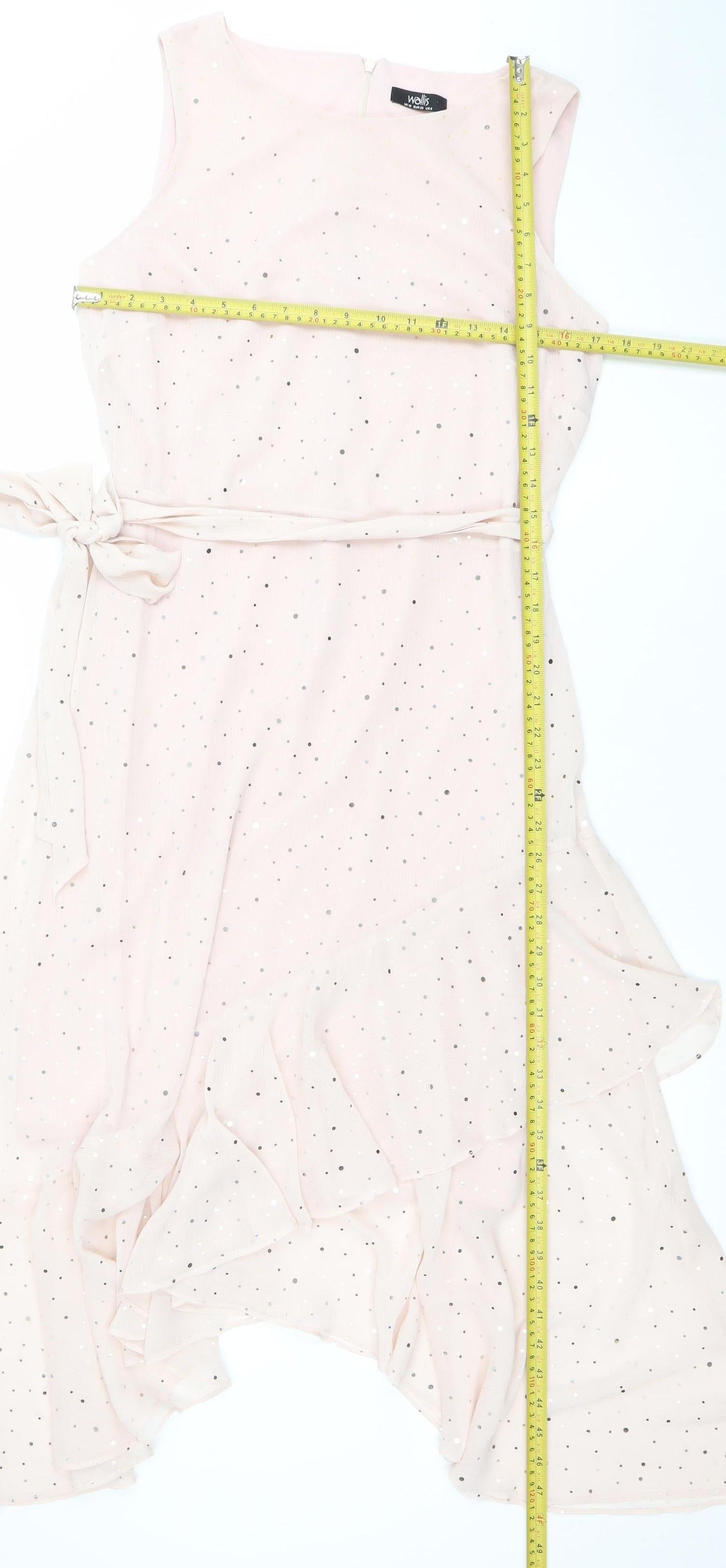 Wallis Women Pink Polka Dot Fit & Flare Midi Dress Size 10
