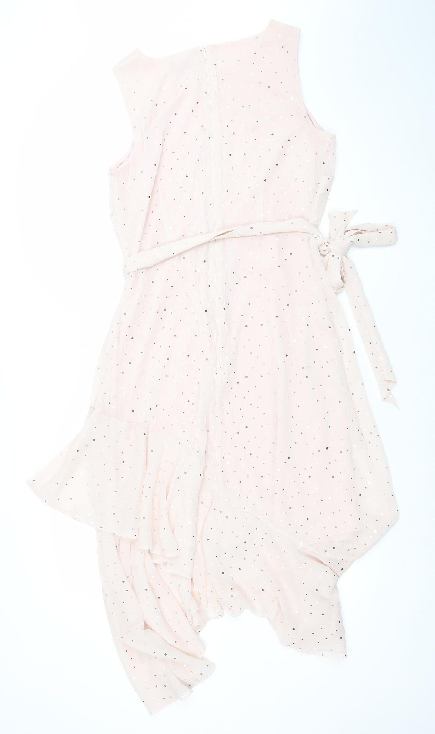 Wallis Women Pink Polka Dot Fit & Flare Midi Dress Size 10