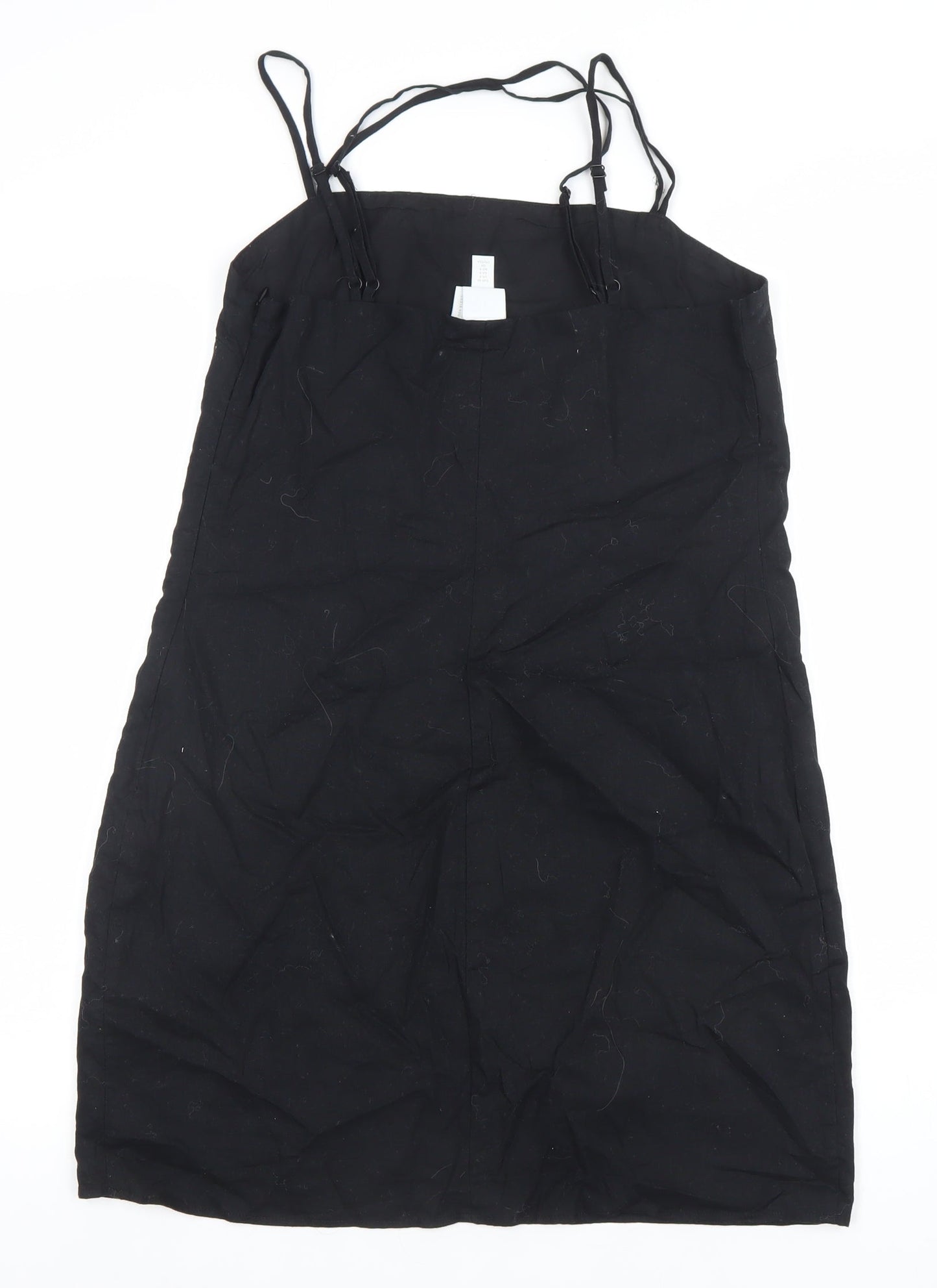 H&M Women Black Cotton Slip Dress Size 12 Lightweight Summer