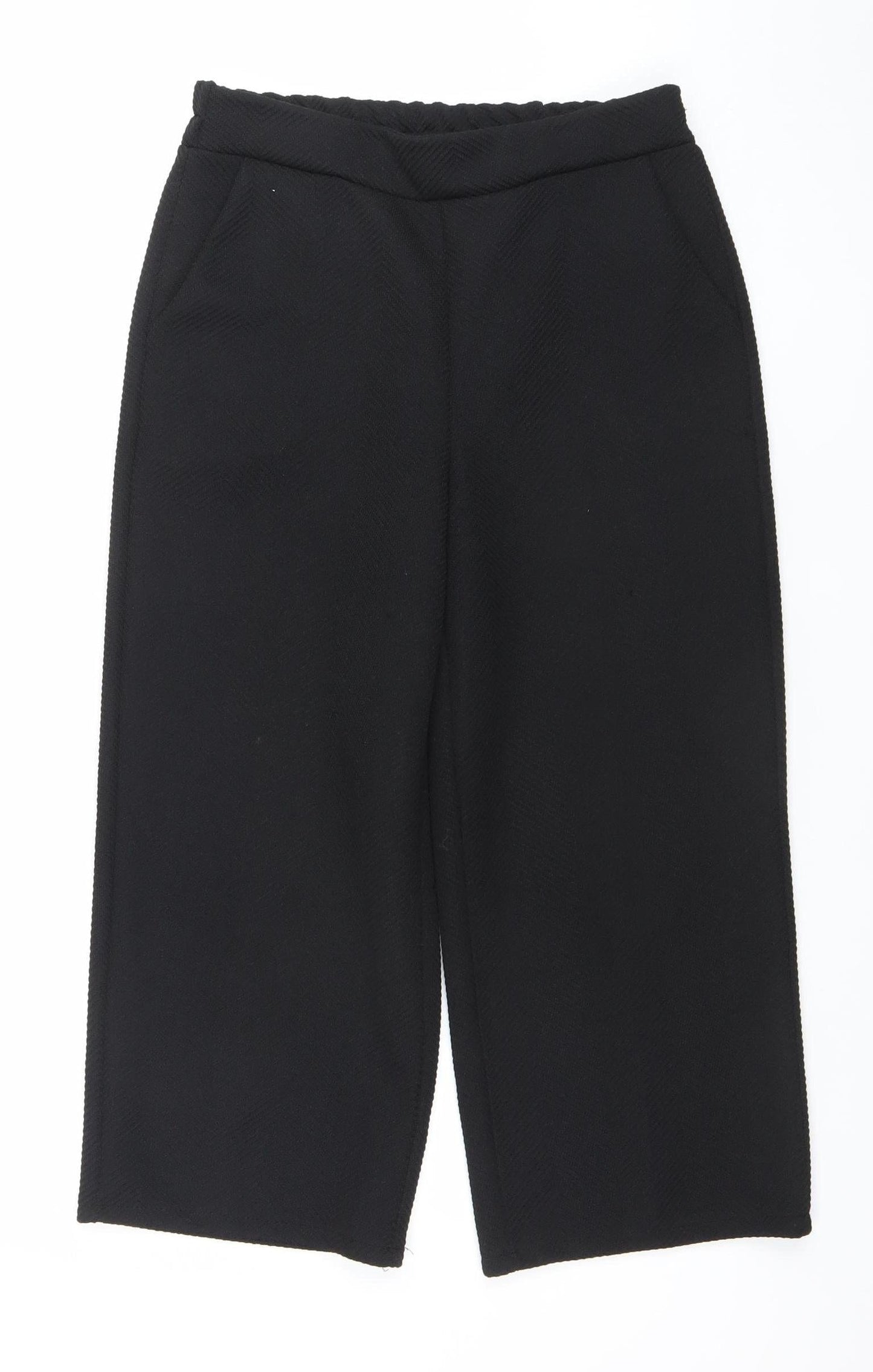 DECK BY DECOLLAGE Women's Black M Wide-Leg Cropped Trousers
