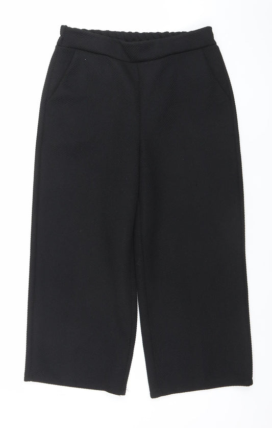 DECK BY DECOLLAGE Women's Black M Wide-Leg Cropped Trousers