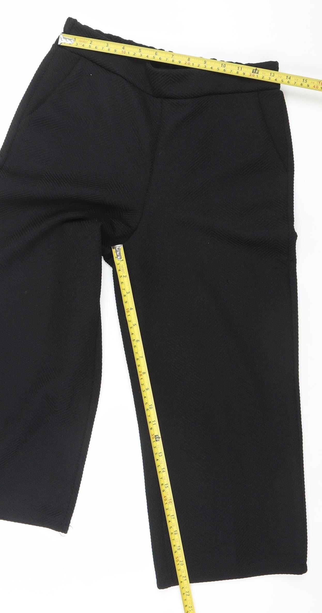 DECK BY DECOLLAGE Women's Black M Wide-Leg Cropped Trousers