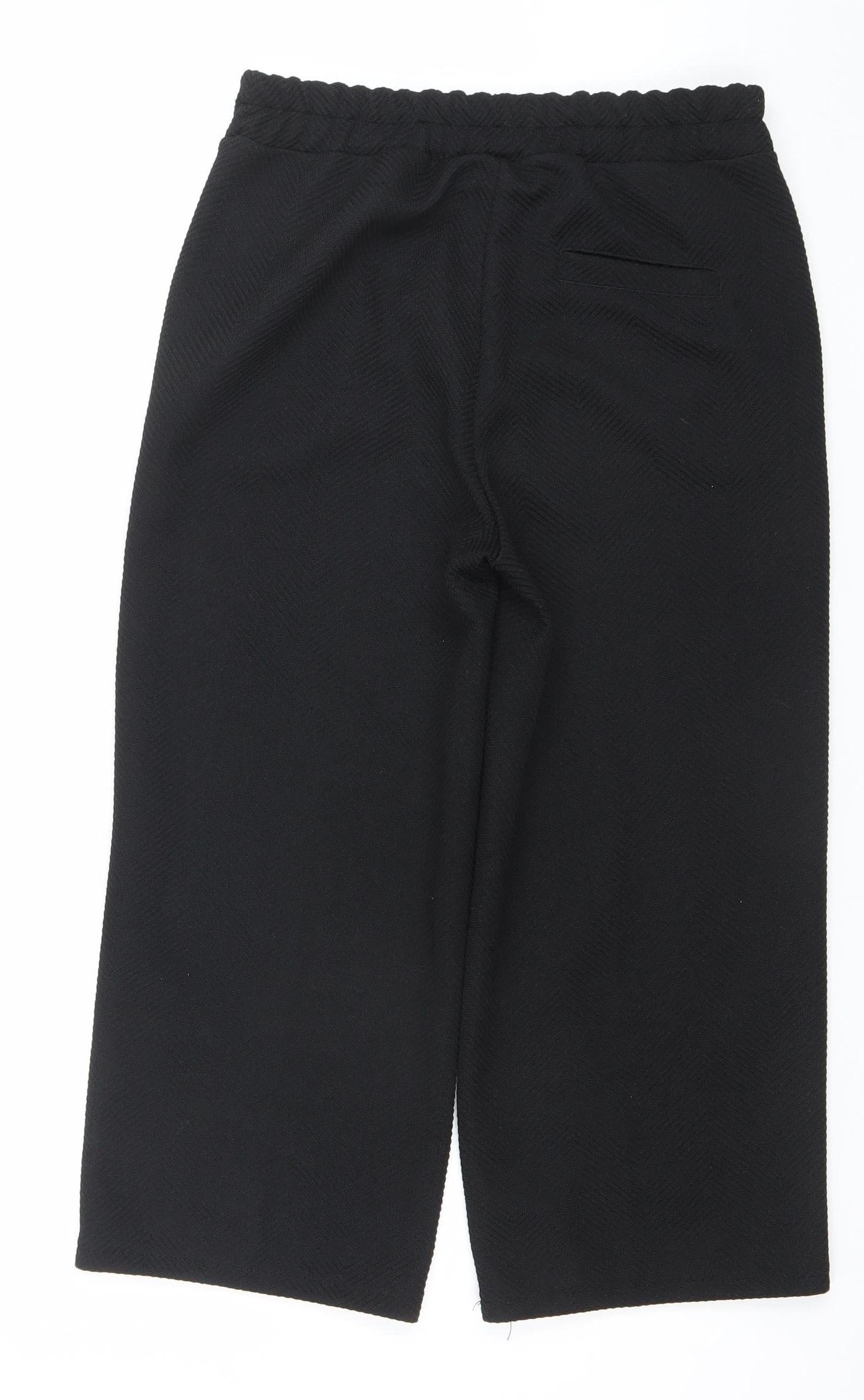 DECK BY DECOLLAGE Women's Black M Wide-Leg Cropped Trousers