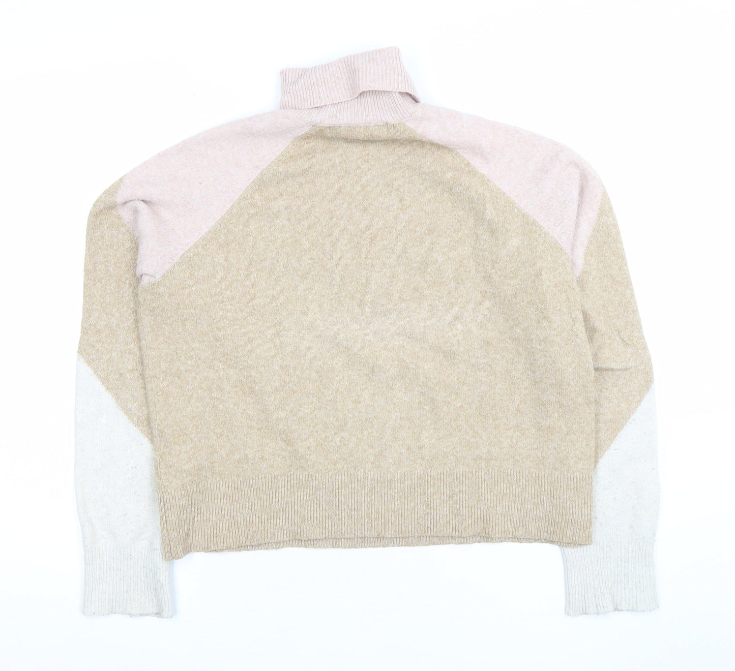 Vero Moda Women’s Beige Colour Block Roll Neck Jumper Size S