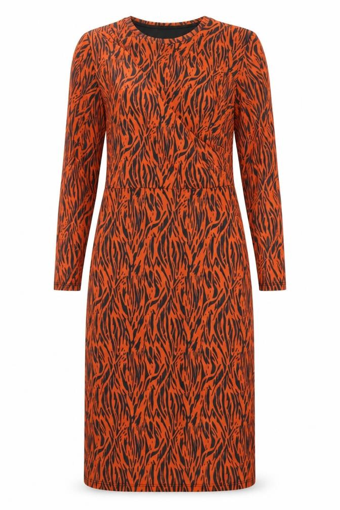 Savida Women Orange Animal Print Bodycon Dress Size 12