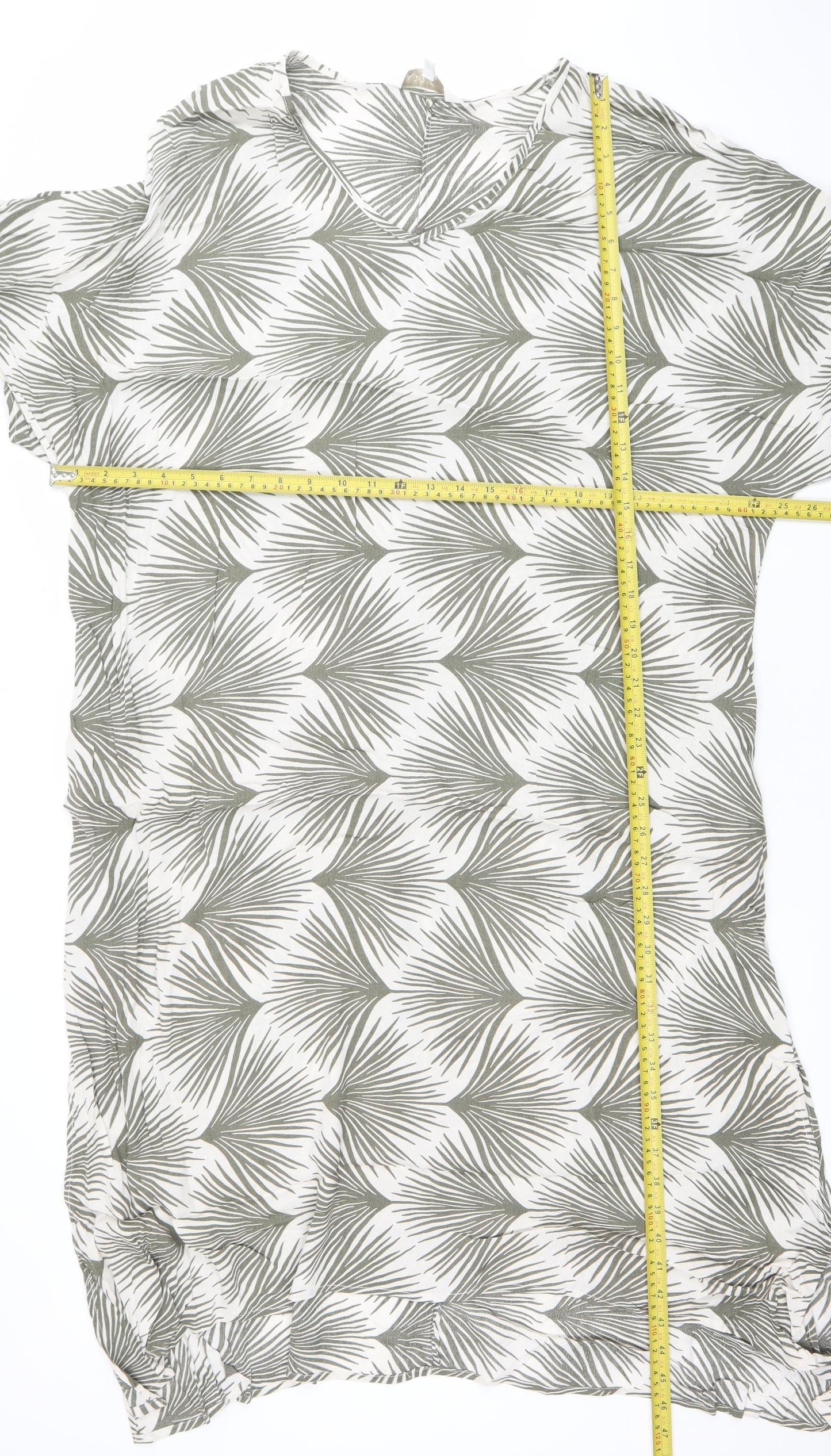Women's Green Tropical Viscose Shift Dress - Summer Casual