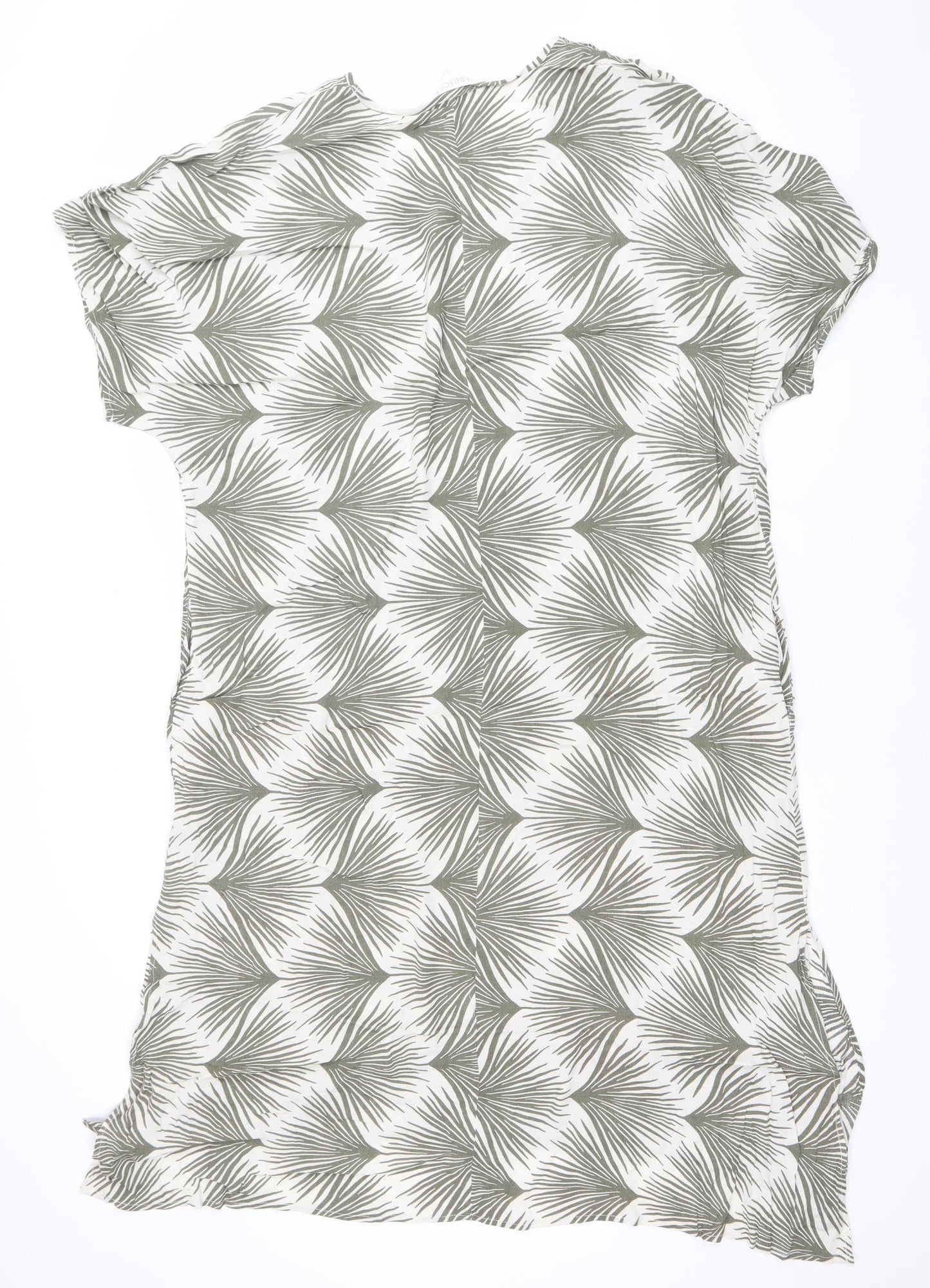 Women's Green Tropical Viscose Shift Dress - Summer Casual