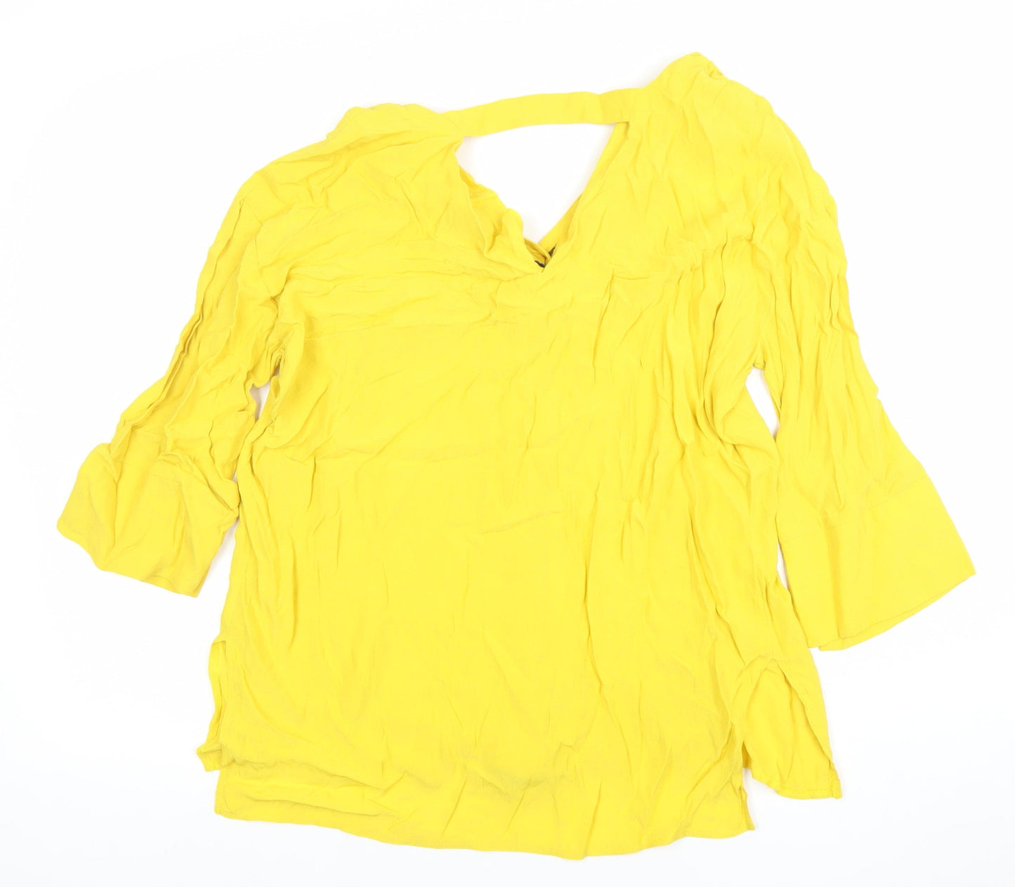 River Island Women’s Yellow Button-Up Tunic Top Size 10