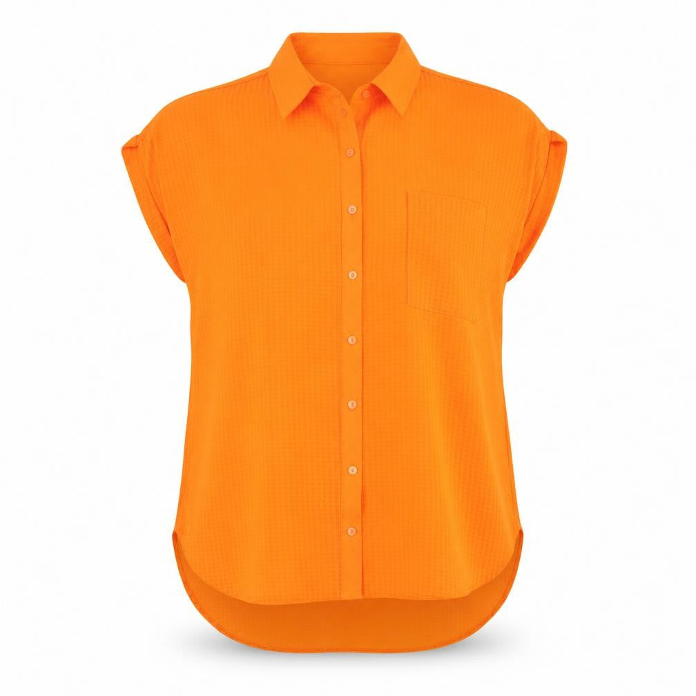 Dunnes Women’s Orange Sleeveless Collared Button-Up Shirt Size 12
