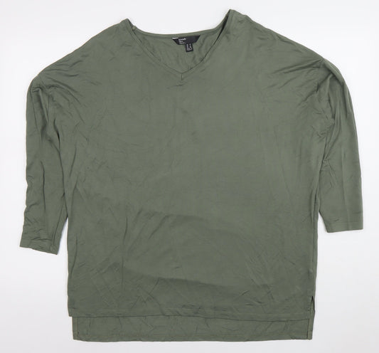 Friends Like These Women's Green Size 10 Relaxed V-Neck Jersey Top