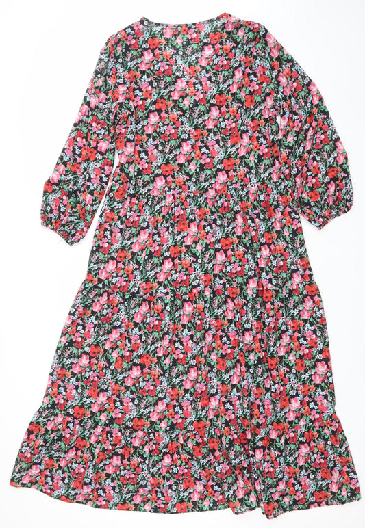 Zara Women’s Multicoloured Floral Midi A-Line Dress Size S