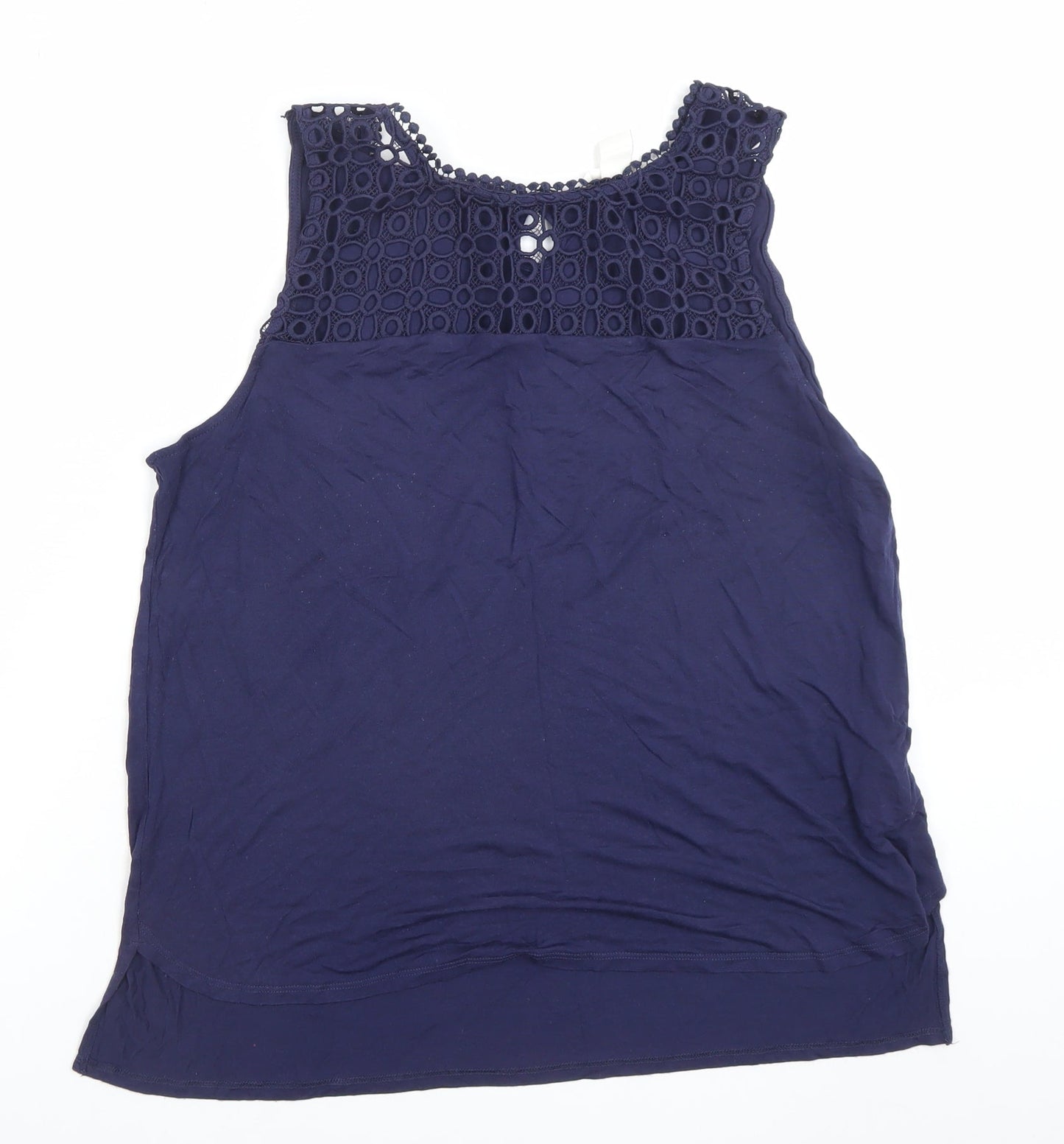 H&M Women’s Blue Sleeveless Crochet Blouse Size L