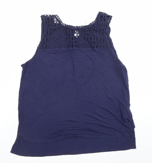 H&M Women’s Blue Sleeveless Crochet Blouse Size L