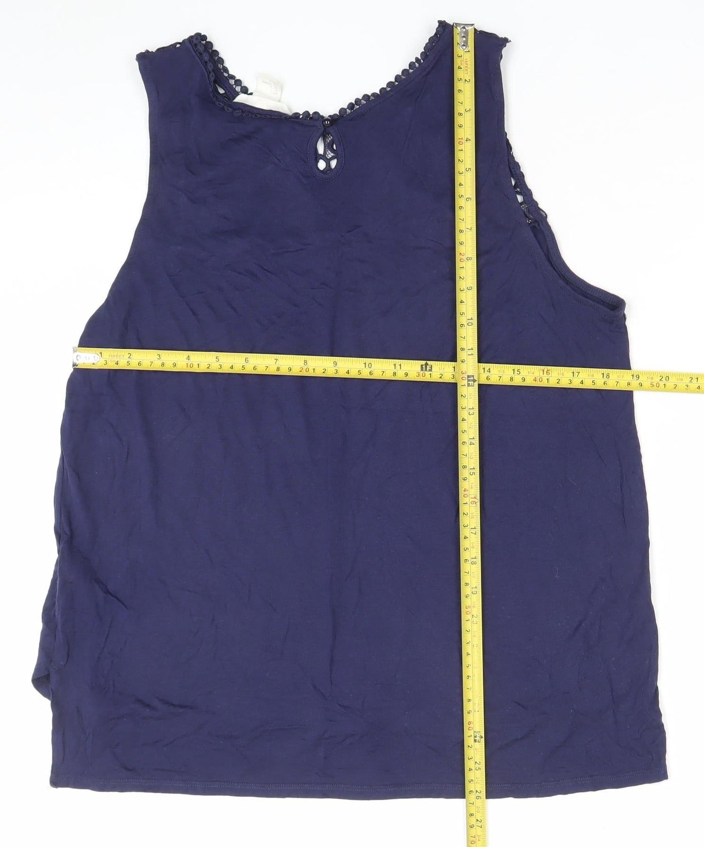 H&M Women’s Blue Sleeveless Crochet Blouse Size L
