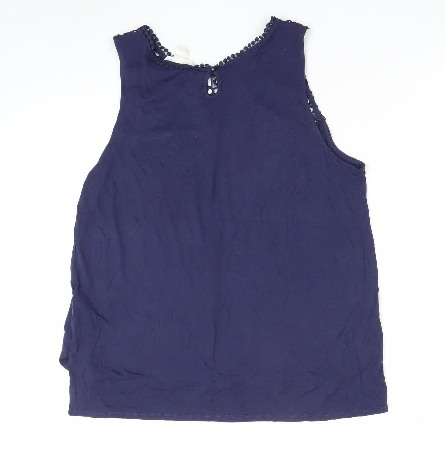 H&M Women’s Blue Sleeveless Crochet Blouse Size L