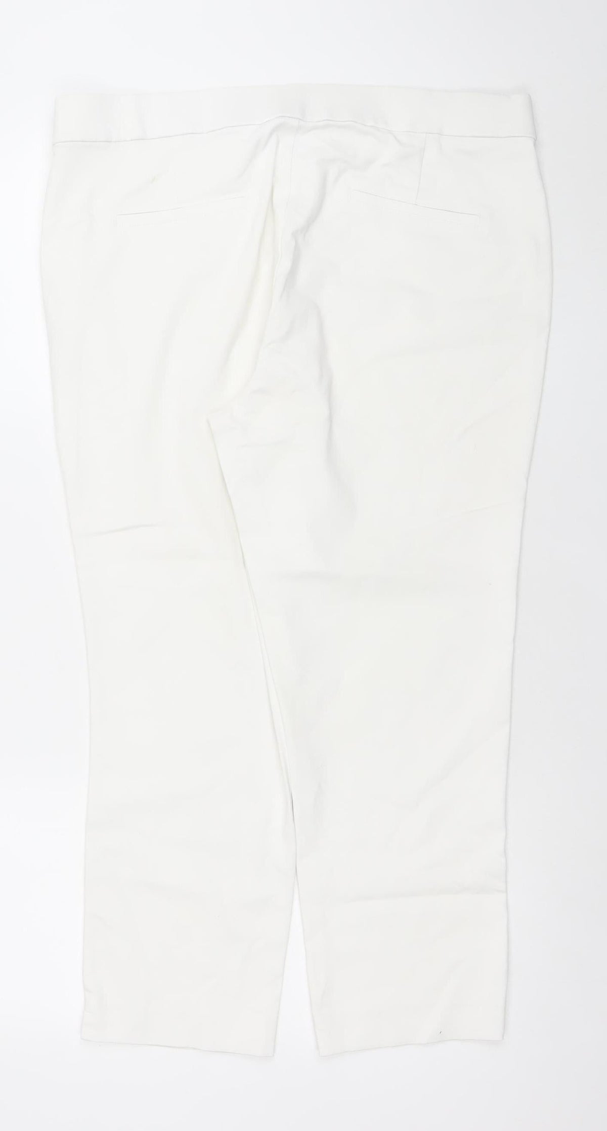 Savior Women White Size 16 Straight Leg Trousers Cotton Blend