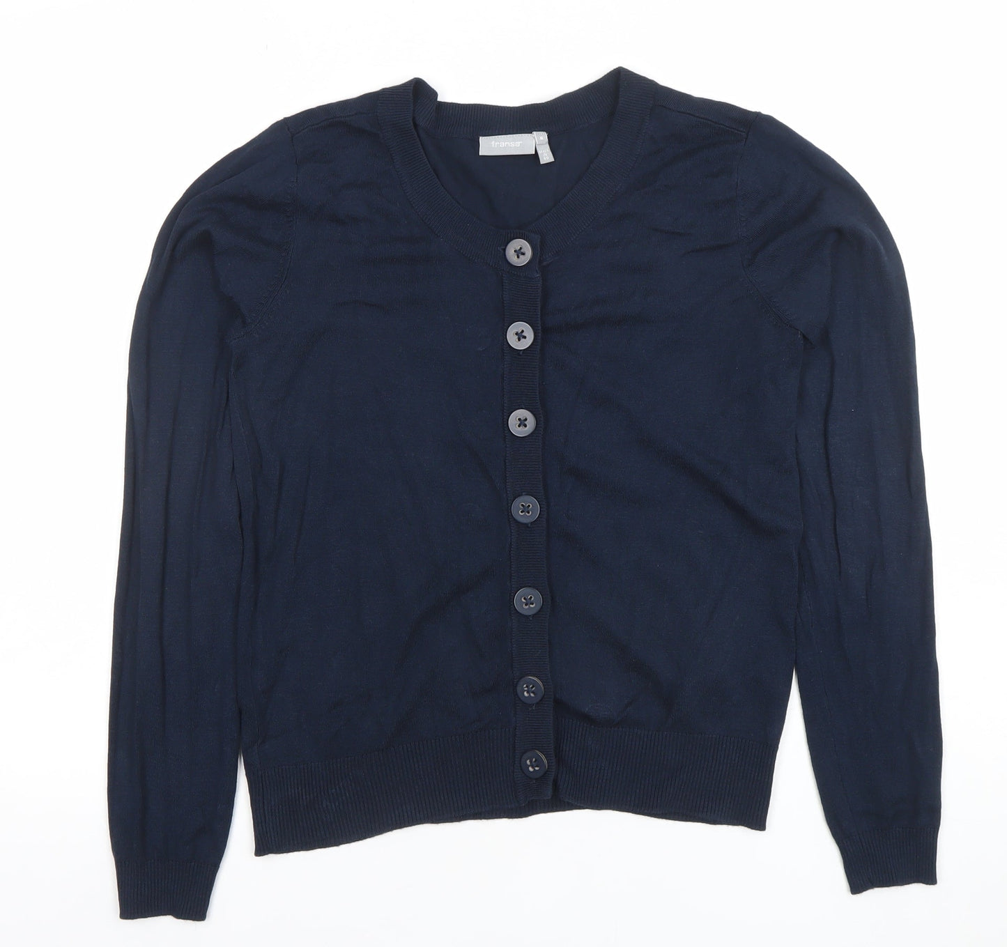 Fransa Women's Blue V-Neck Button Cardigan Size M Lightweight Knit