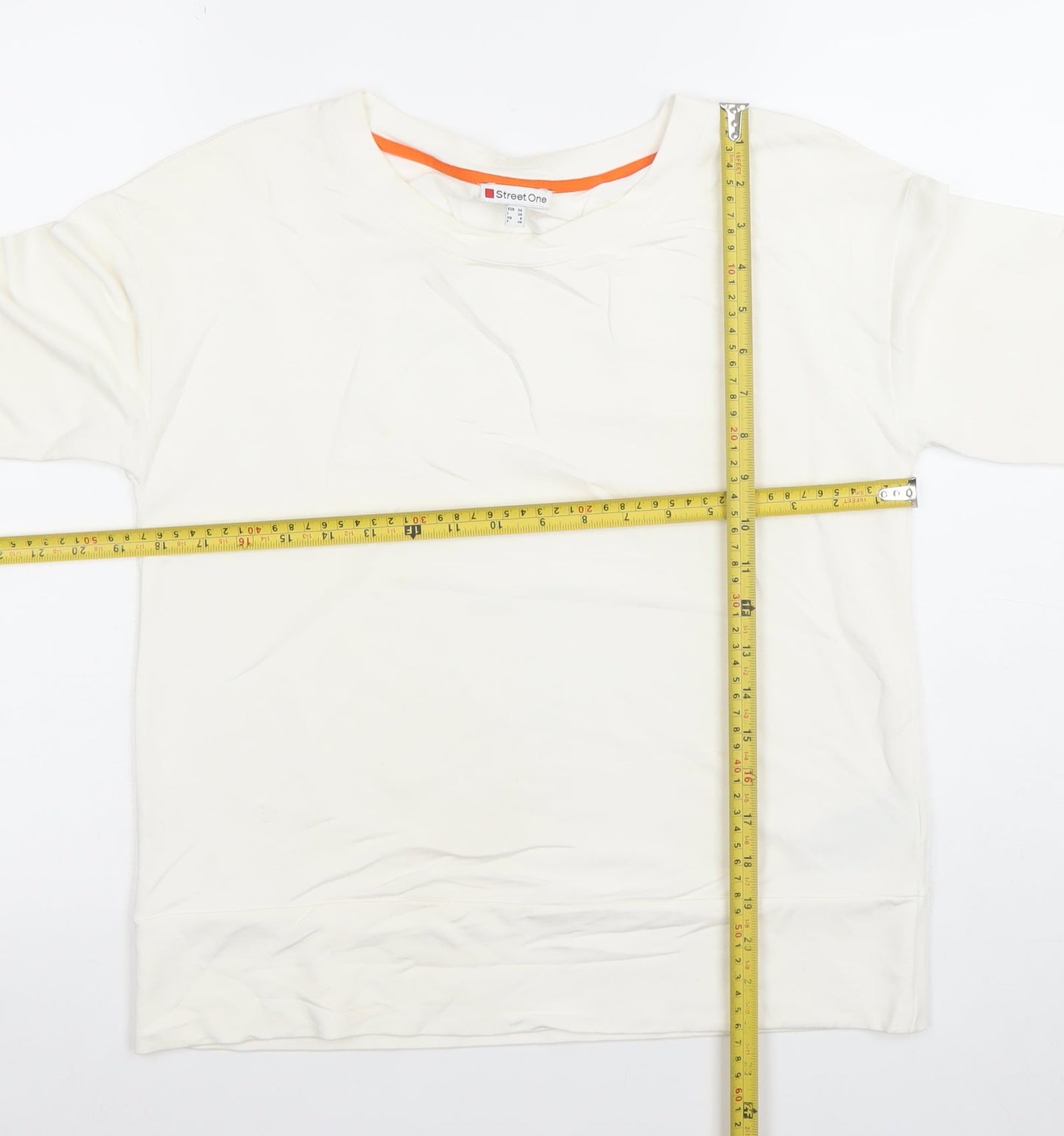 Street One Womens Ivory 3/4 Sleeve Basic Jersey Top Size 10