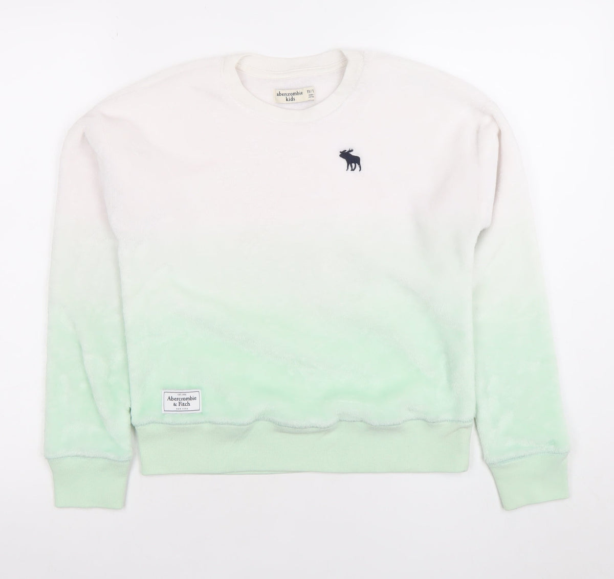 Abercrombie & Fitch Kids Girls Green Ombre Fleece Pullover Sweatshirt 11-12 Years