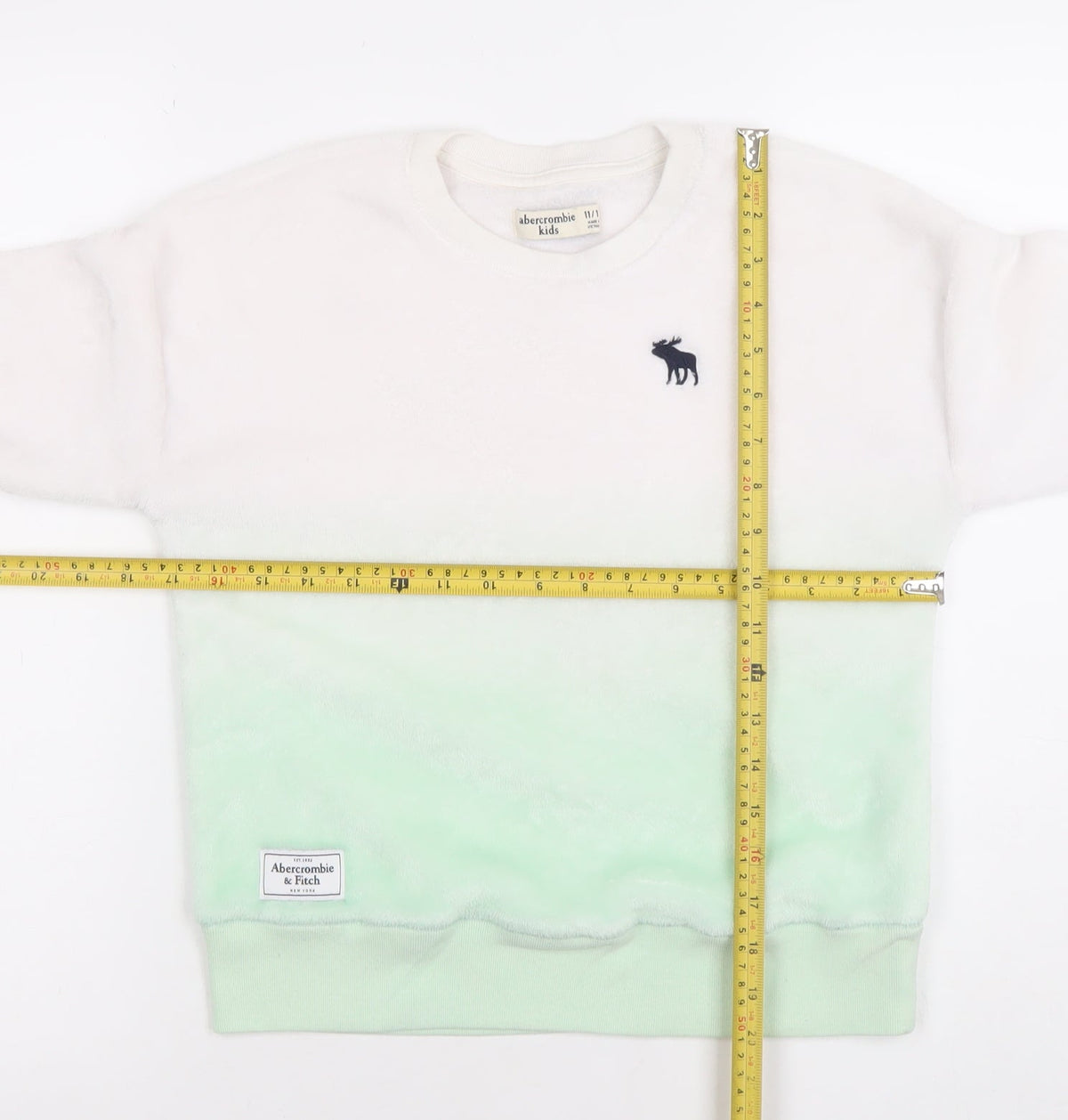 Abercrombie & Fitch Kids Girls Green Ombre Fleece Pullover Sweatshirt 11-12 Years