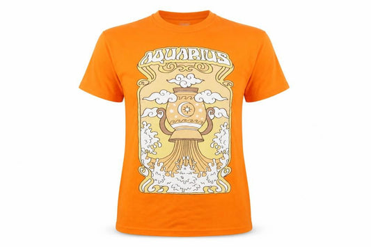 HNR Womens LDN Orange Aquarius Graphic Cotton T-Shirt Size M
