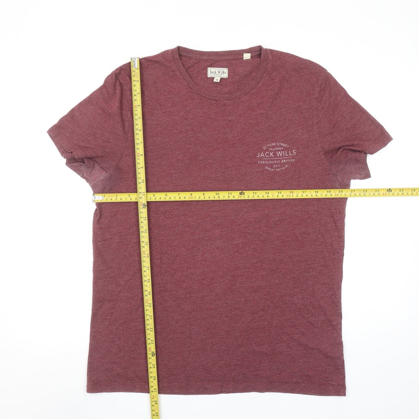 Jack Wills Men Red Marl Crew Neck Short Sleeve T-Shirt Size M Classic