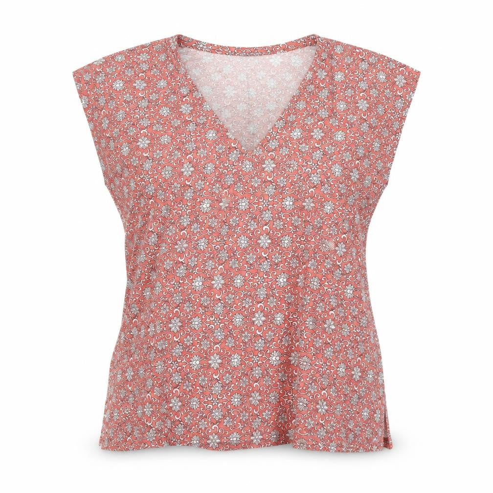 Laura Ashley Women's Pink Floral V-Neck Tunic Blouse UK 14