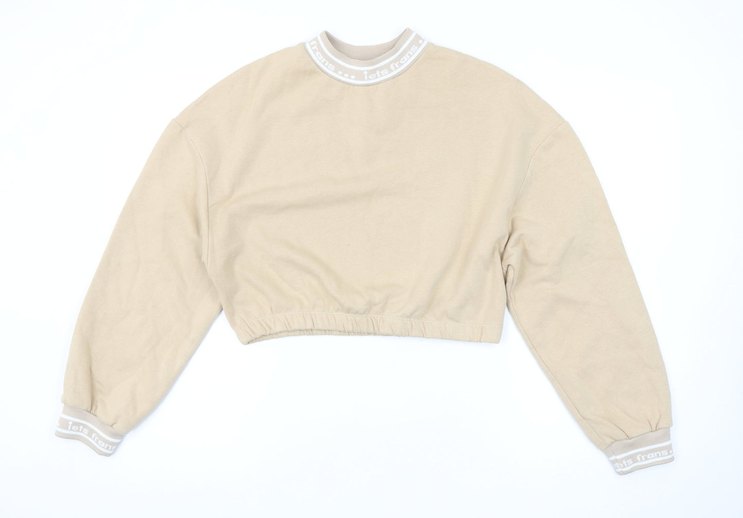 Urban Outfitters Womens Beige Cropped Pullover Sweatshirt Size M