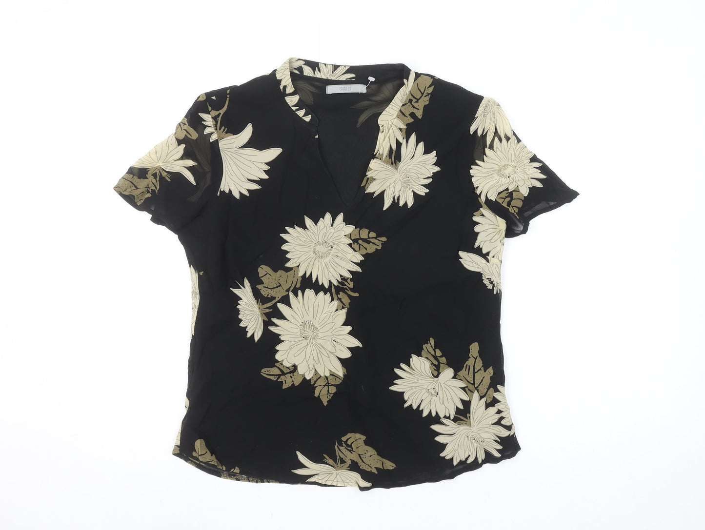 Marks and Spencer Women’s Black Floral Wrap Blouse Size 12