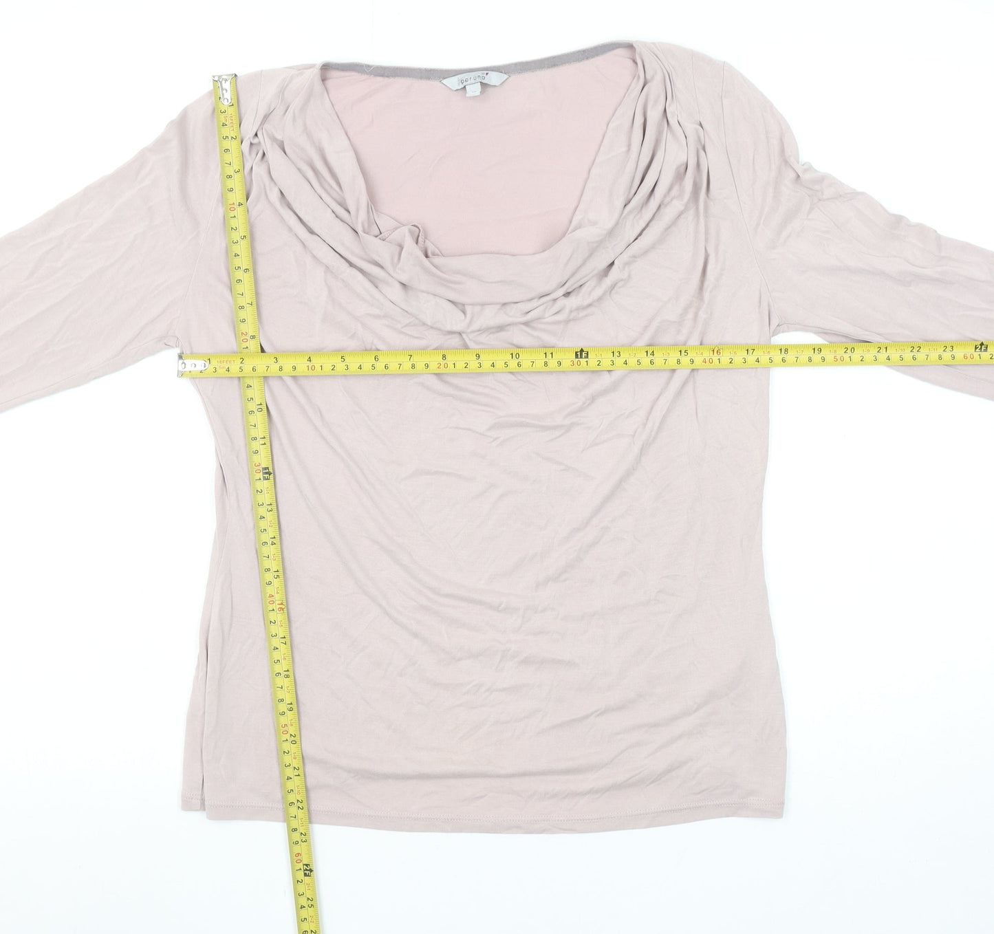 Marks and Spencer Per Una Beige Cowl Neck Long Sleeve Blouse UK 12