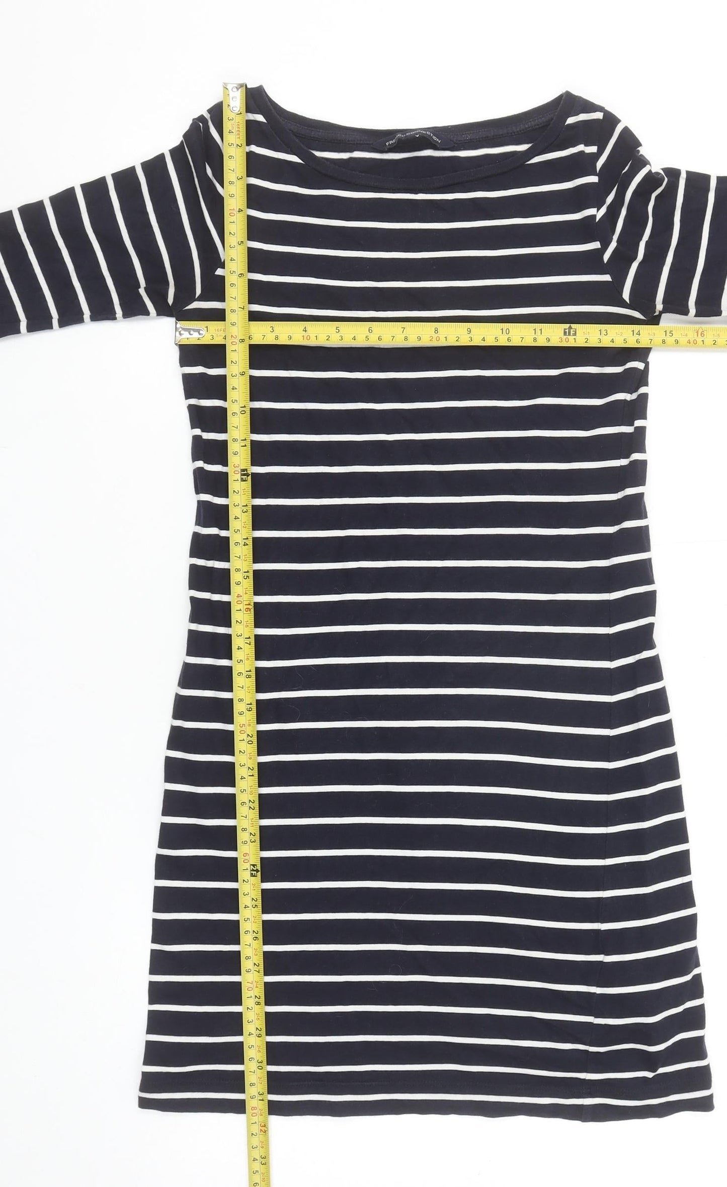 French Connection Women's Blue Striped Jersey Shift Dress Size 6