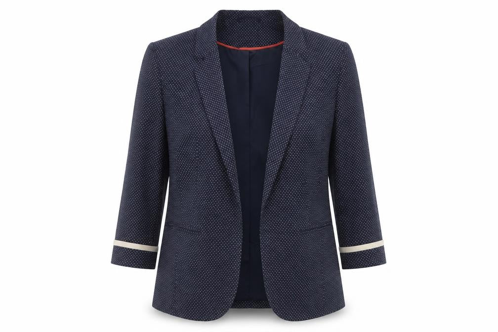 Wallis Women Navy Blue Polka Dot Blazer Size 12 Lined Tailored Jacket