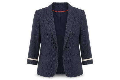 Wallis Women Navy Blue Polka Dot Blazer Size 12 Lined Tailored Jacket
